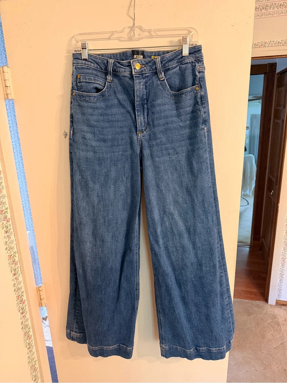 Maeve Wide-Leg Jeans in Medium Blue Denim - Picture 1 of 10